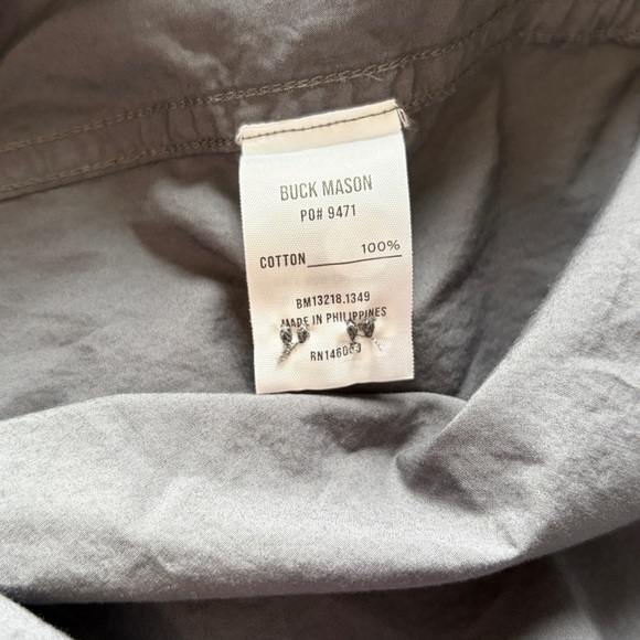 BUCK MASON Skyline Poplin Cotton Button Down Shirt Dark Grey Sz S NEW - Picture 11 of 15